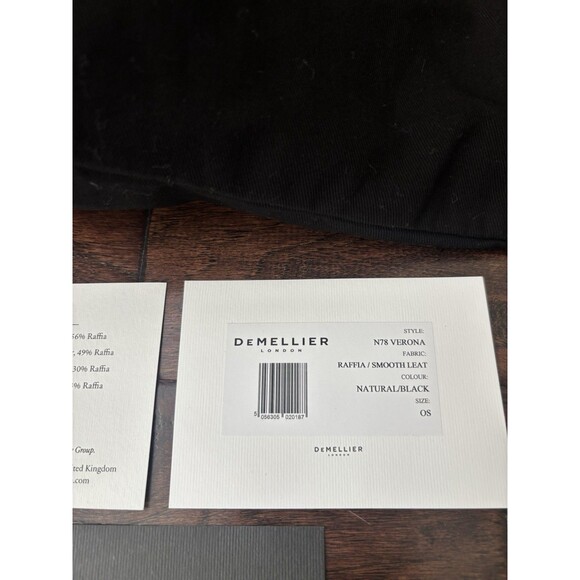 DeMellier Natural Raffia Black Braided Leather Verona Bag - New - Picture 12 of 14